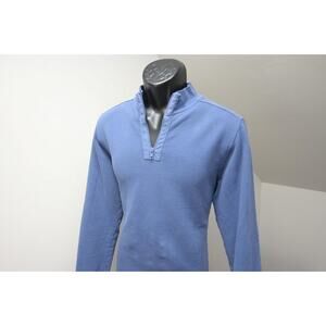 Untuckit Zip Neck Pullover Sweater Blue Long Sleeve Padded Elbows Mens Sz Small